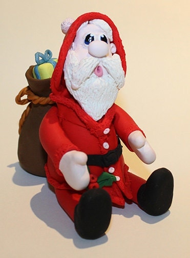 Polymer Clay Santa Claus Figurine good for Decoration