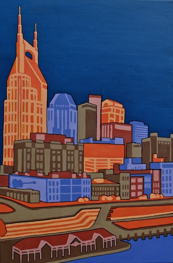 Nashville Skyline Painting by LindseyKernodleArt on Etsy