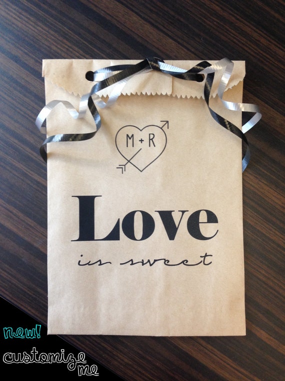 Love is sweet Personalized paper favor bags to by SALTEDPrintingCo