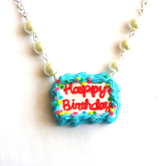 Birthday Cake Necklace Happy Birthday Necklace by FatallyFeminine
