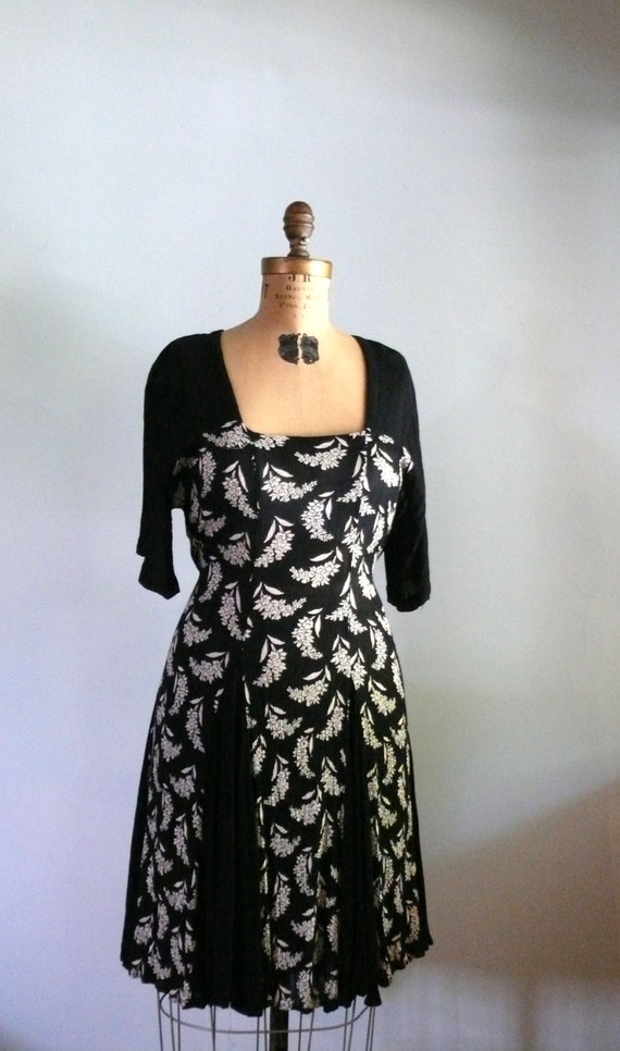 1990s Dress // Black Floral Dress // Gauzy by AdelaideHomesewn