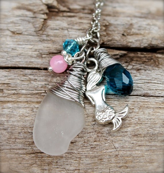Mermaid Jewelry from Hawaii Sea Glass Necklace Seaglass