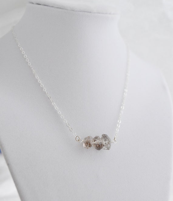 Rutilated Diamond Quartz Necklace Sterling Silver, Everyday Wear ...