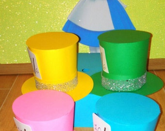 Mad Hatter Favor Boxes, Alice In Wonderland Favor Boxes, Favor bags