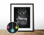 Merry and Bright Christmas - 8x10 PRINTABLE chalkboard sign / print by MyPartyDesign - Instant Download Il_170x135