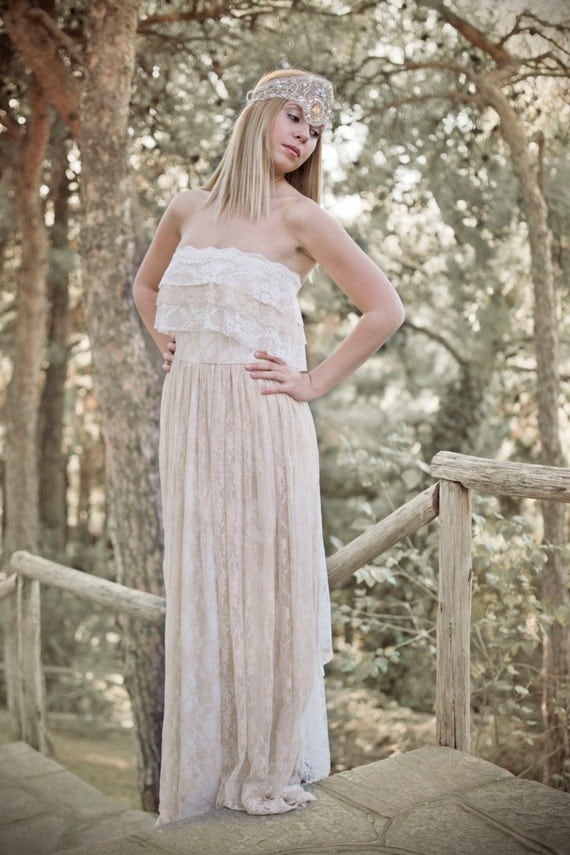 Bohemian Wedding Dress Cream Lace Wedding Dress by ...