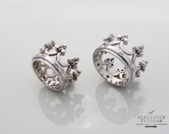 crown silver crown ring crown byzantine stylewedding bands crown wedding rings delicate rings - Crown Wedding Rings crown silver crown ring crown byzantine stylewedding bands crown wedding rings delicate rings - Crown Wedding Rings