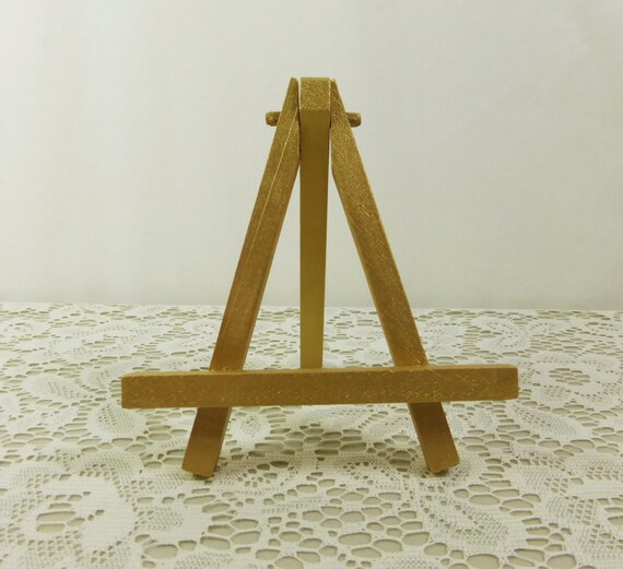 Small Gold Easel Gold Painted Wood Tabletop Display Miniature
