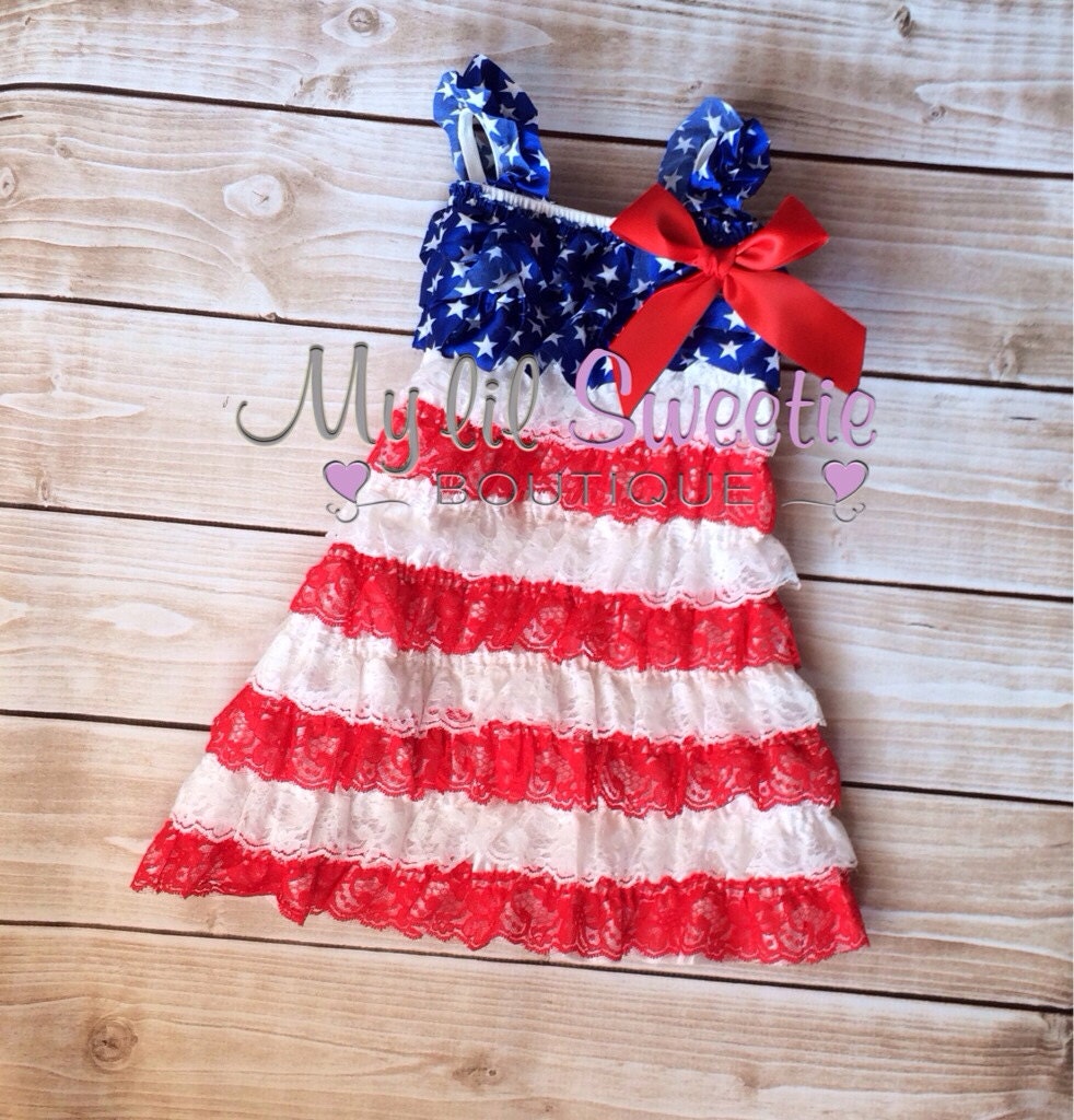 Patriotic dress 4th of July dress Lace dress toddler dress