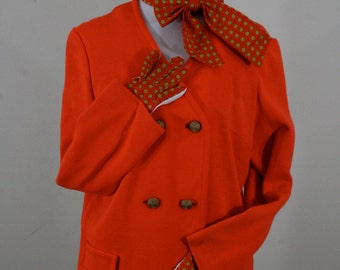1970s Orange Jacket and Foulard Print Gloves and Scarf, Russ
