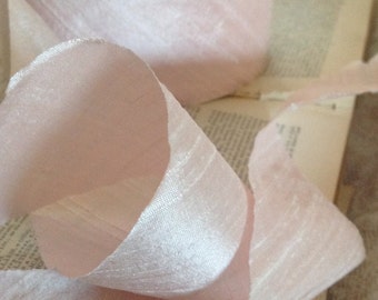 large dupioni blush pink silk ribbon