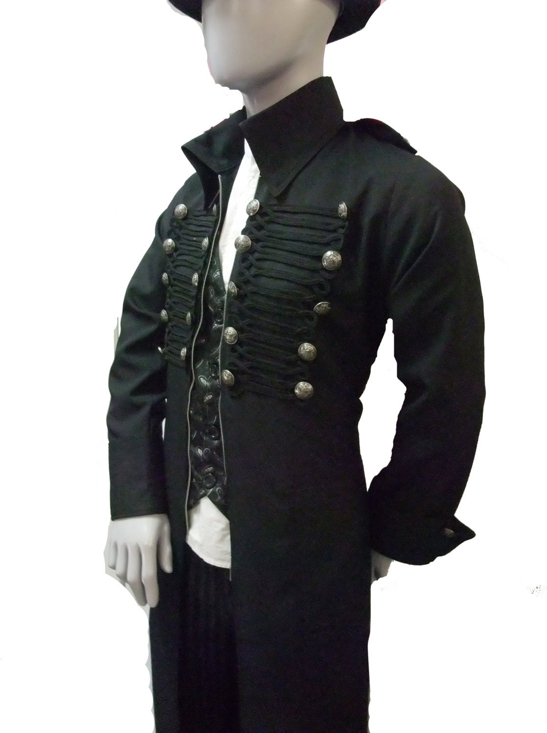 Steampunk Mens Trench coat with frogging detail