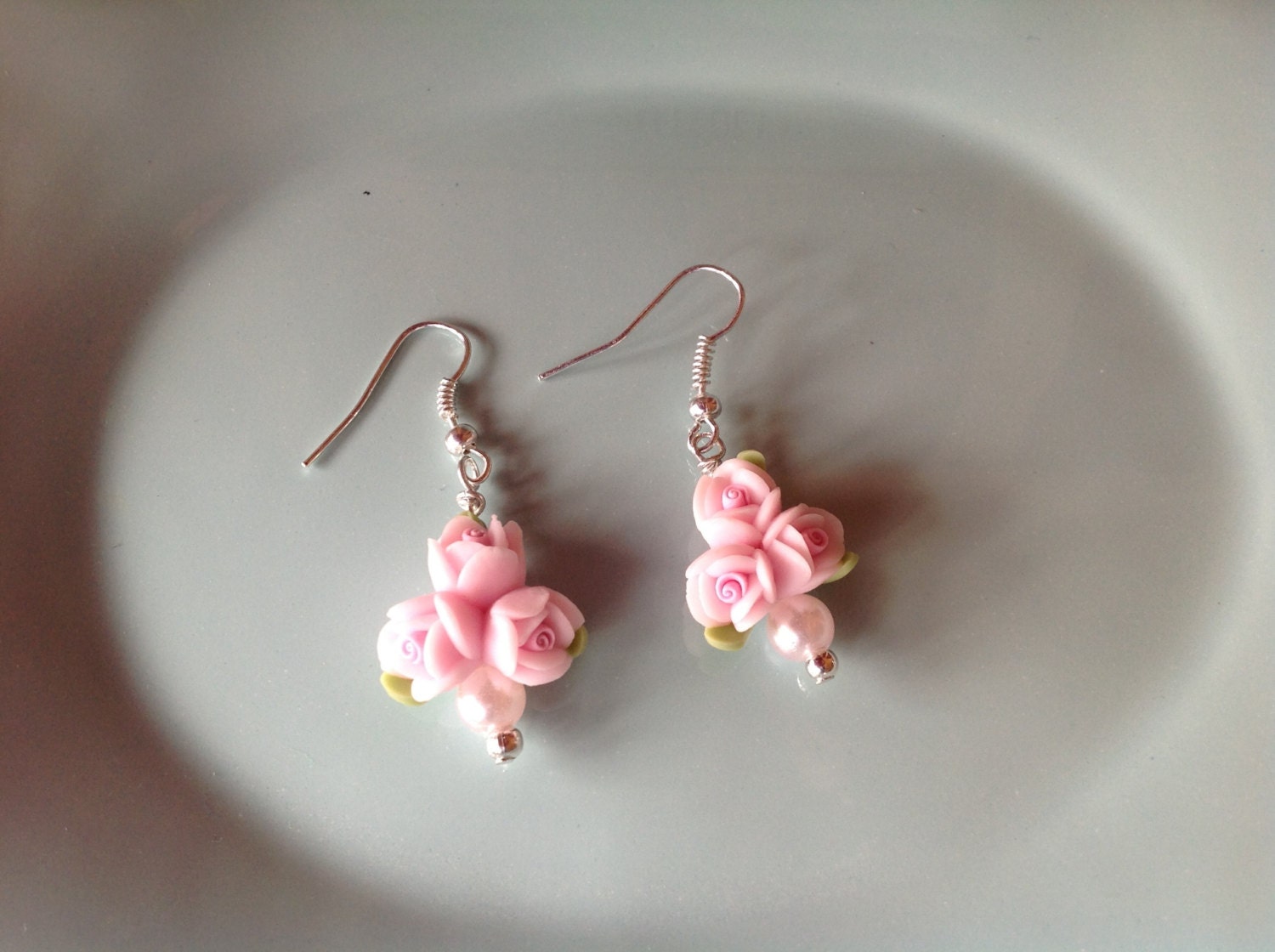 Pink flower earrings flower girl earrings trendy jewelry