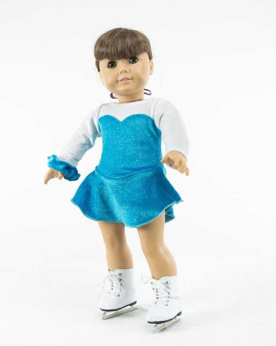 Doll Ice Skating Dress Blue Frost fits American Girl and
