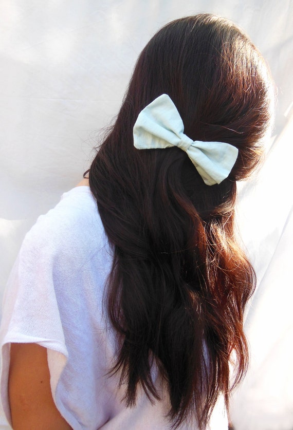 Items similar to Handmade Light Blue Hair Bows Cute, Elegant and