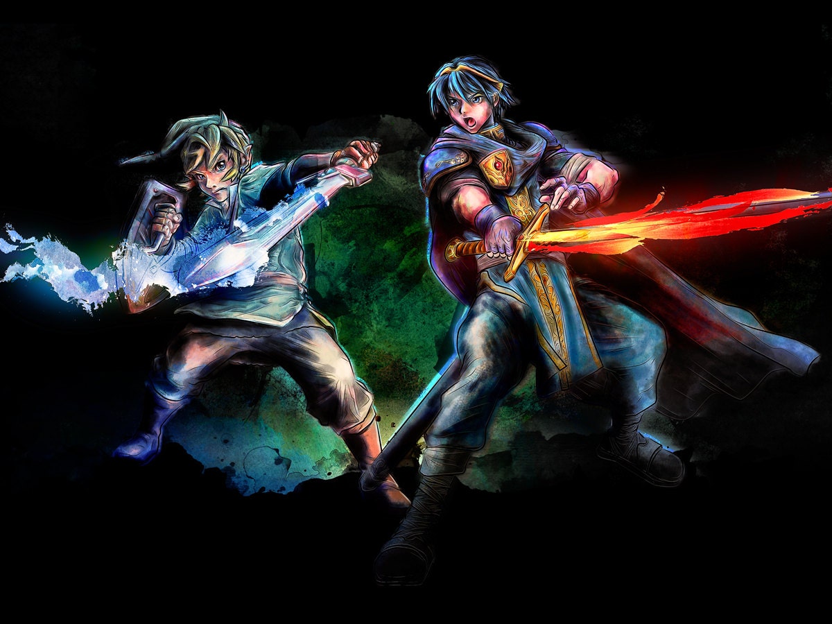 Legend of Zelda Link and Fire Emblem Marth Smash Brothers