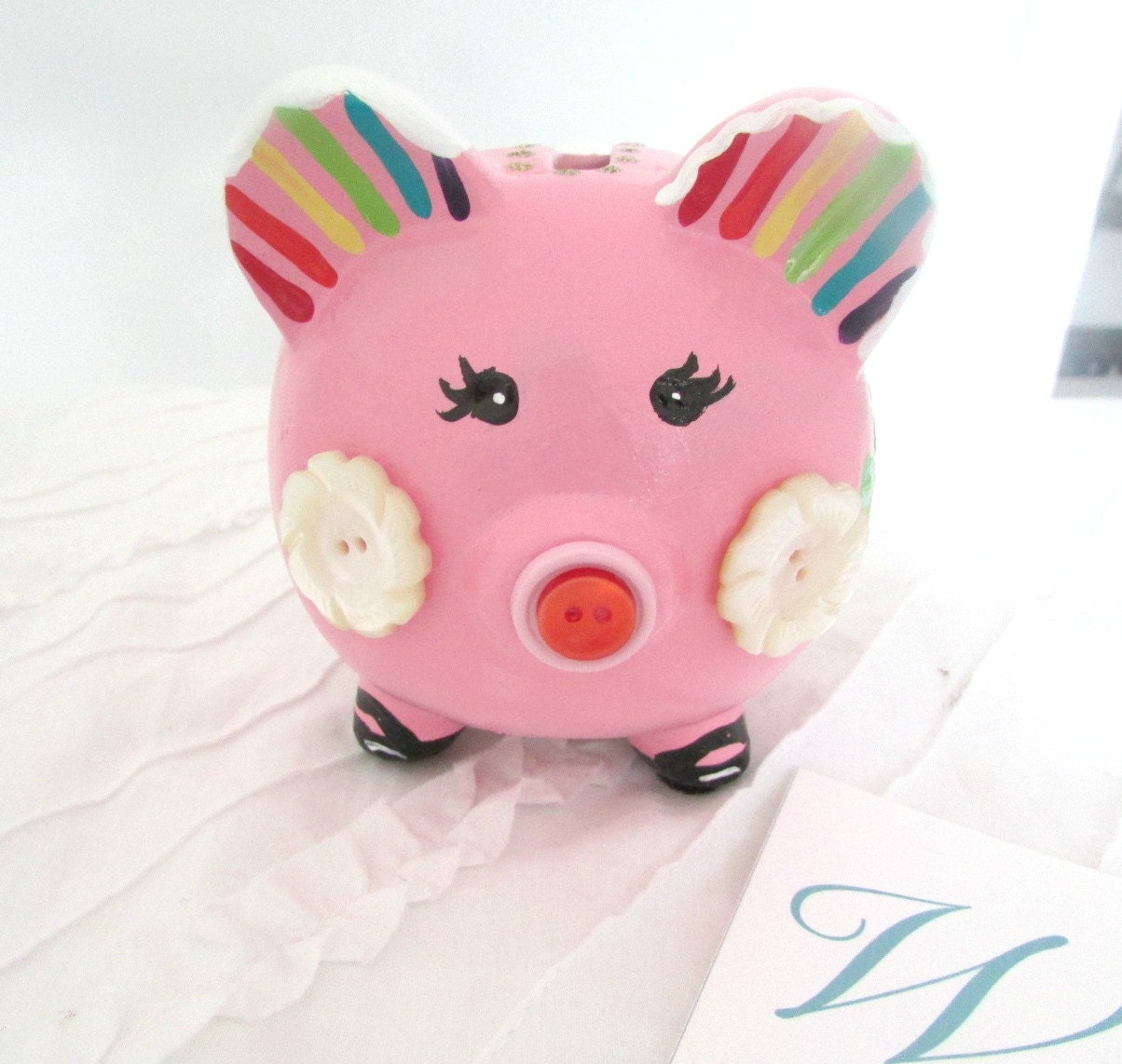 jumbo plush piggy bank rainbow