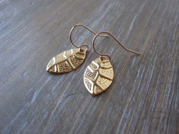 Gold Leaf Earrings, Leaf Earrings, Simple Leaf Earrings