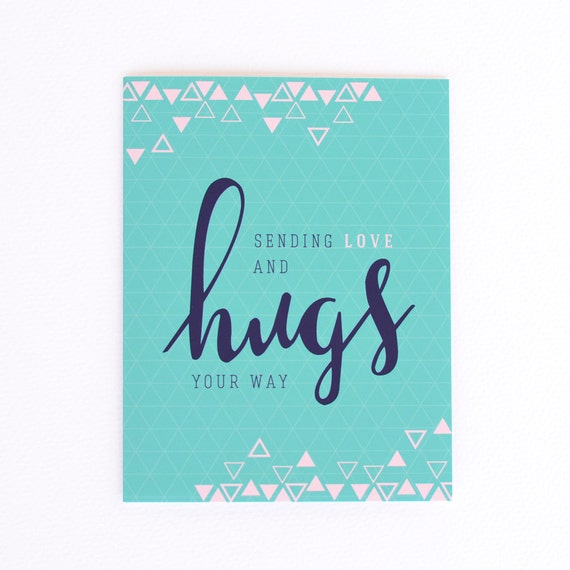 Sympathy Card Sending Love & Hugs Card by littleprintdesign