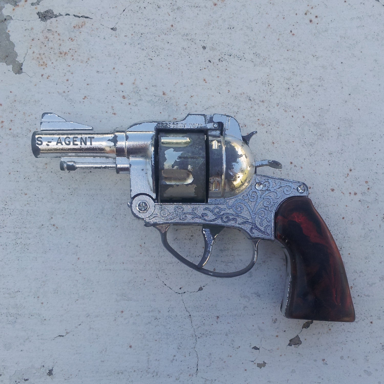 Vintage 1960s Crescent Toys SAgent Cap Gun