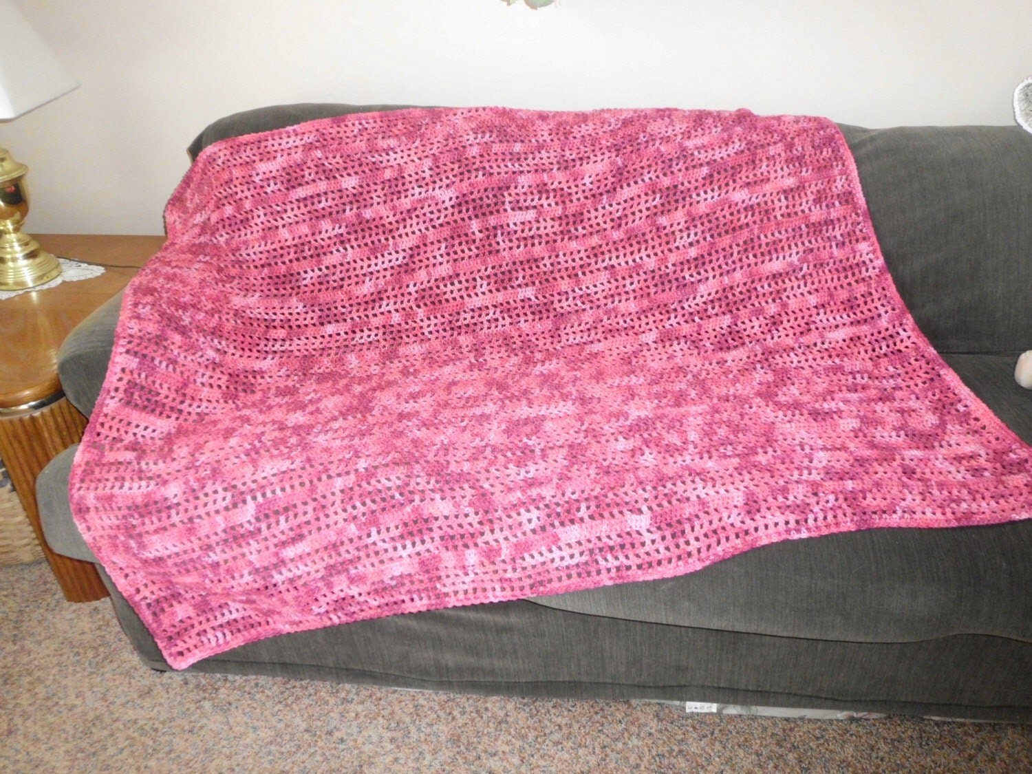 BREAST CANCER AWARENESS afghan blanket throw Pink Pink Pink