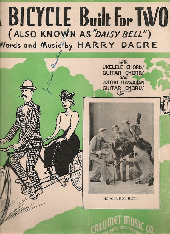 VINTAGE SHEET MUSIC A Bicycle Built For Two Also Known as