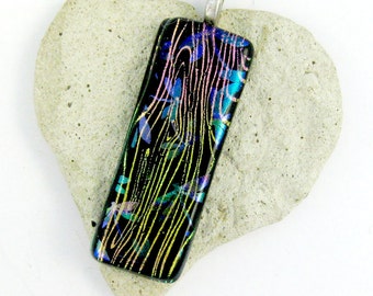Dragonflies Dichroic Fused Glass Pendant