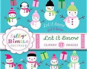 50% off Snowmen clipart winter holiday christmas cute snow people Instant Download : Commercial Use Il_170x135