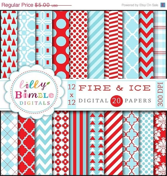 50% off 20 Red and Blue Digital Papers tiffany light blue scrapbooking, polka dots, damask, quatrefoil, Digital Download Il_570xn