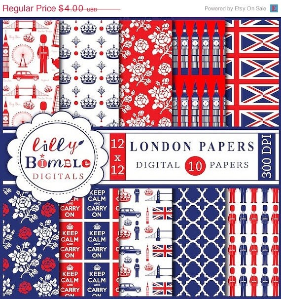 50% off LONDON digital papers for scrapbooking, cards, invites, parties INSTANT DOWNLOAD Il_570xn