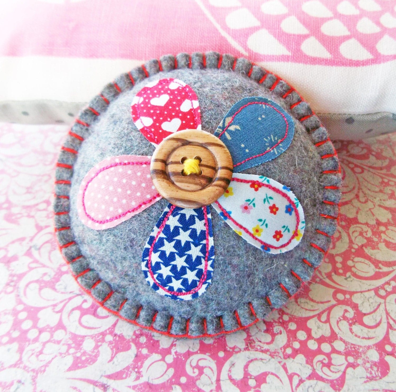Felt Pin Cushion Flower