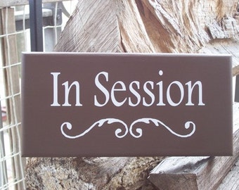 in session wood vinyl sign door knob hanger business signs spa in session door signs
