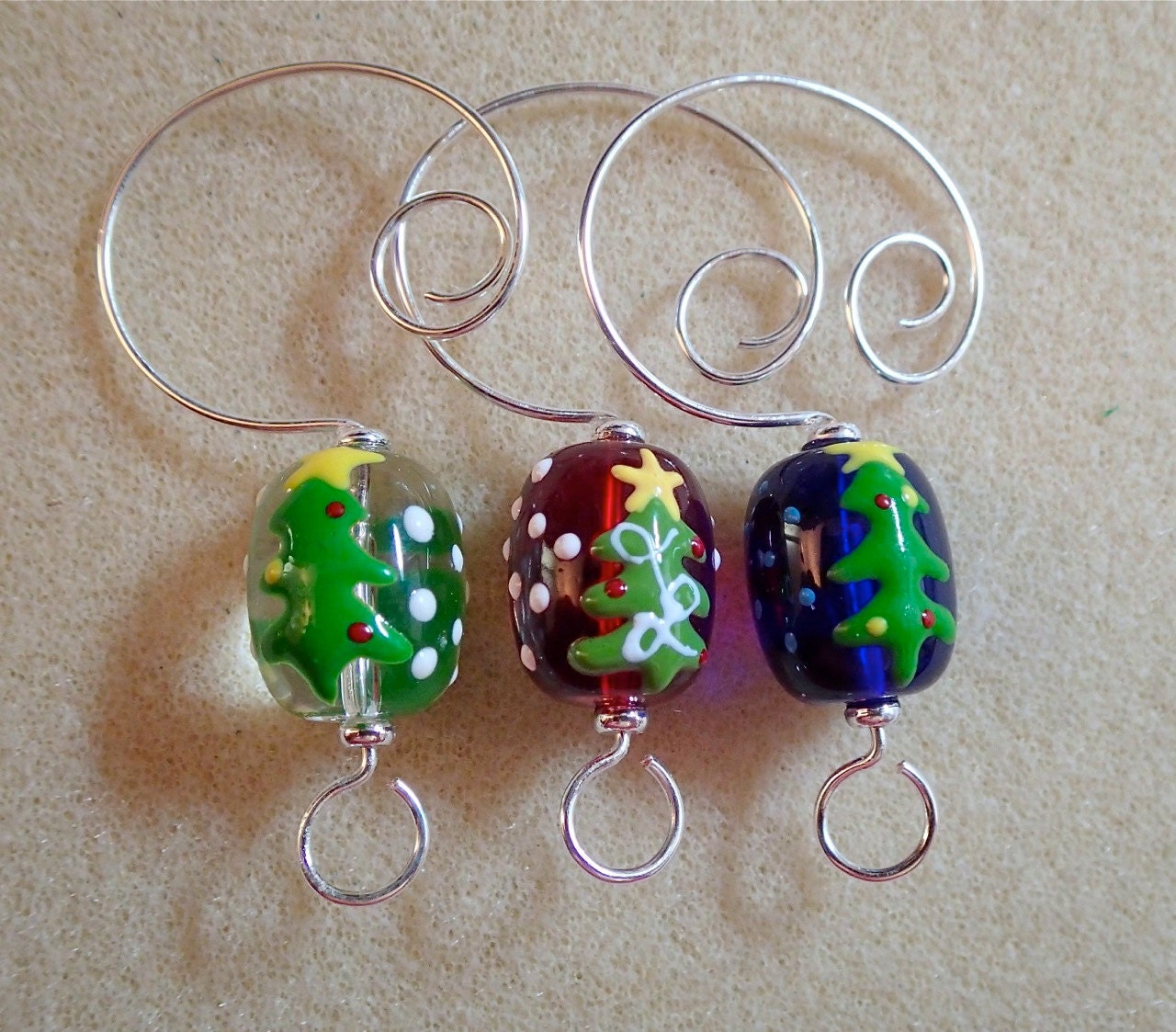 set of 3 beaded ornament hangers for christmas decorated tree set of 3 beaded ornament hangers for christmas decorated tree