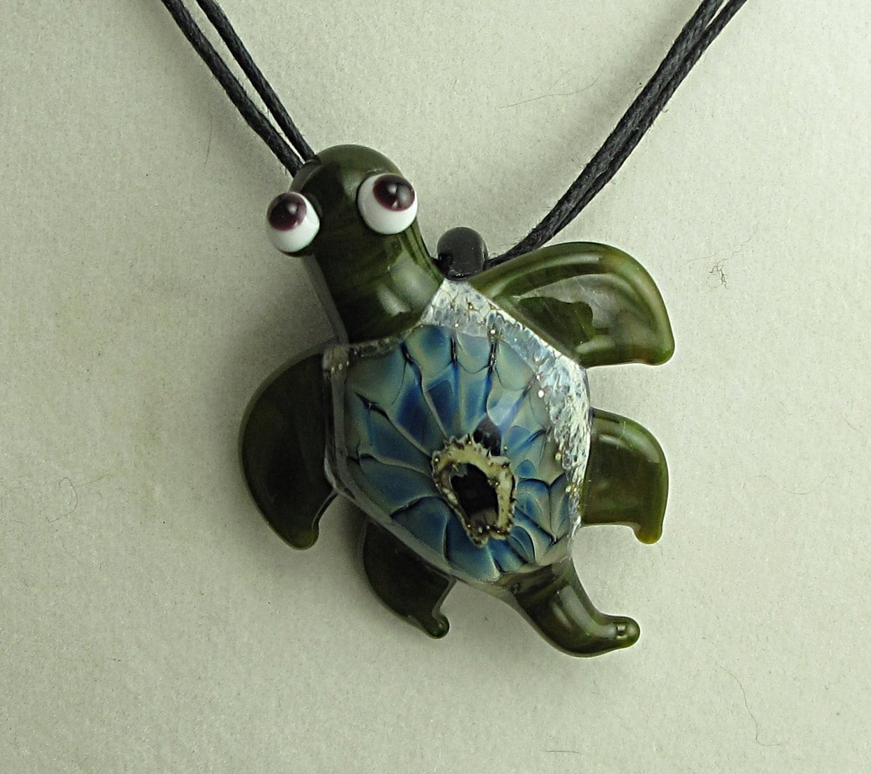 Handmade Lampwork Glass Pendant Turtle by Jason Powers SRA