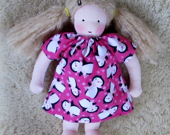 sale, Waldorf doll clothes, 14-16 inch, doll clothes, Pink Penguin, doll Nightgown, doll Dress, for Waldorf doll, Waldorf toy