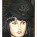 Vintage 1940s Ladies Black Wool Felt Tilt Sequin Hat Veil