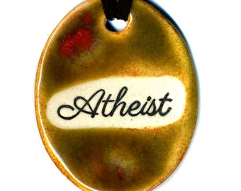 Atheist Ceramic Necklace in Spotted Brown