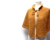 Crocheted Capelet, Poncho, Shawl - wool and acrylic blend - made to order - custom color