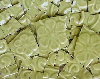 Mosaic Tiles-Green Olive--embossed--100 Tiles