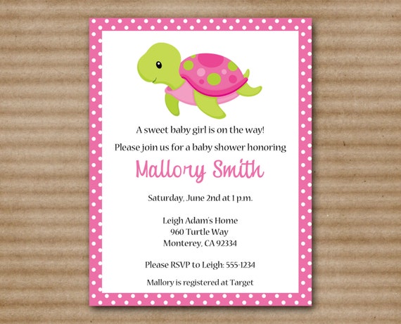Free Printable Turtle Baby Shower Invitations 5