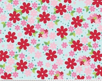 Riley Blake Hoo's in the Forest Blue Floral c2563-Blue by the fat quarter or half yard