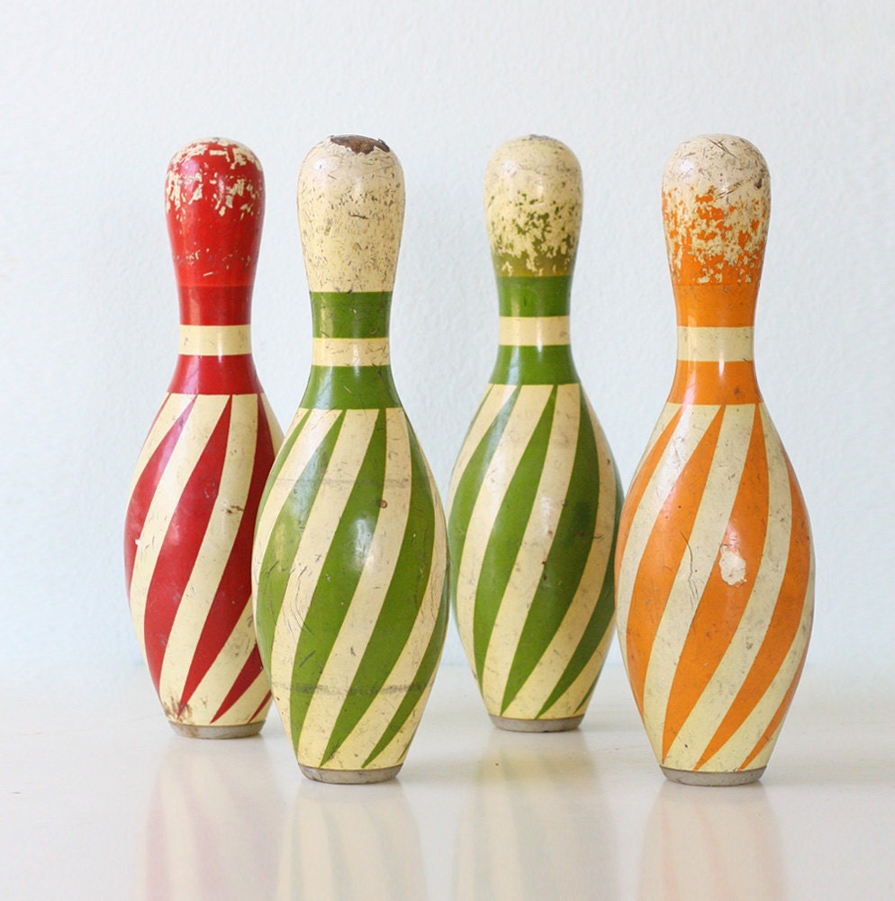 Vintage Bowling Pins Set of 4