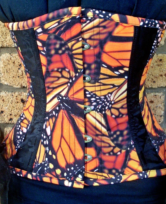 ON SALE Monarch Butterfly Underbust Corset with by annaladymoon