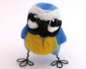 Mini Blue Tit Needle Felted Blue Tit British Wild Bird