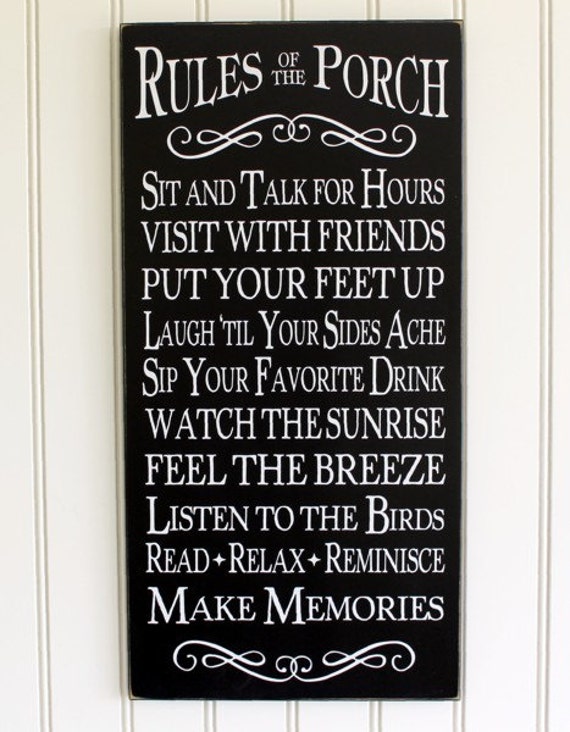 Items similar to Porch Rules Sign Wall Art Home Decor Outdoor