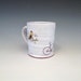 Handmade Birds and Bikes Mug with white glaze and Goldfinch. ONE MUG
