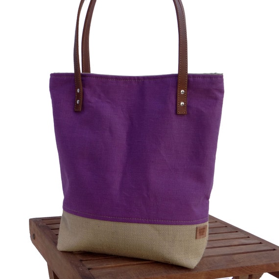 Tote, Beach Tote Bag, Purple Linen Tote, Women's Tote, Market Tote ...