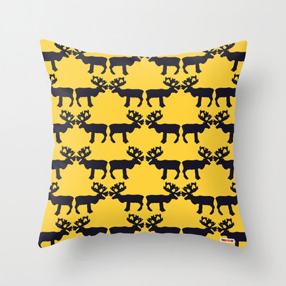 Items similar to Christmas pillow cover - reindeer pillow cover - Modern pillow - Black and ...