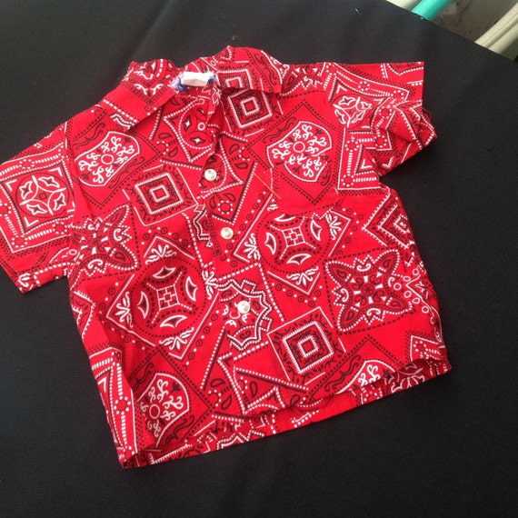Vintage Red Bandana Shirt for Baby Lil Bits Brand