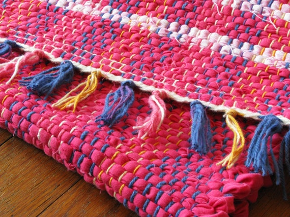 Rug for Girl's Room - Hot pink, pink, light pink / Handwoven / Eco-Friendly, upcycled / MirandasLoom